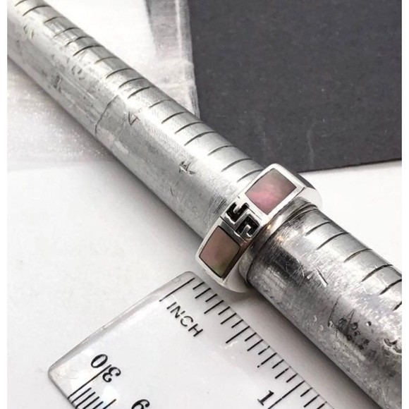 Sterling Silver MOP Shell Inlay Ring Size 6 - Picture 9 of 9